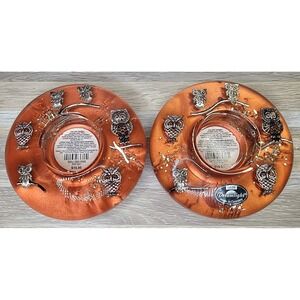 Pair of Gilde Dreamlight Tea Light Candle Holder Silver Owls Made In Germany NEW